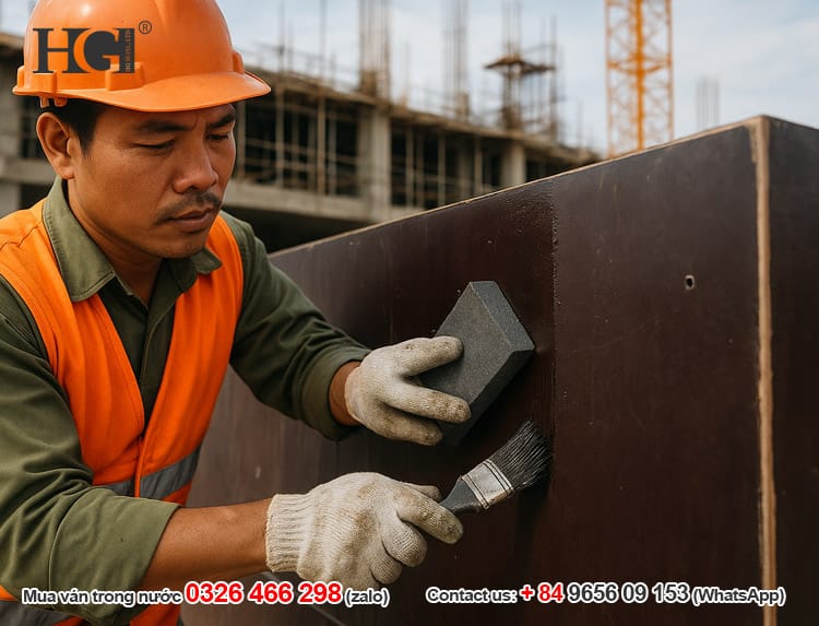 Sơn các vết xước bề mặt hoặc cạnh để ván phủ phim bền hơn