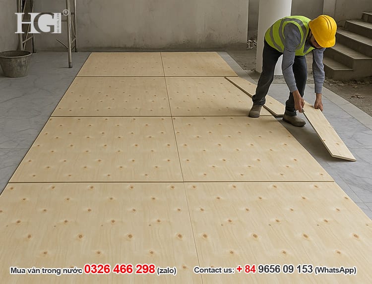 ván ép giá rẻ bảo vệ sàn thi công