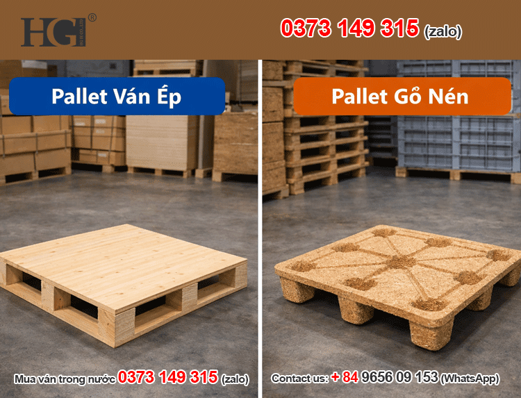 pallet ván ép và pallet gỗ nén