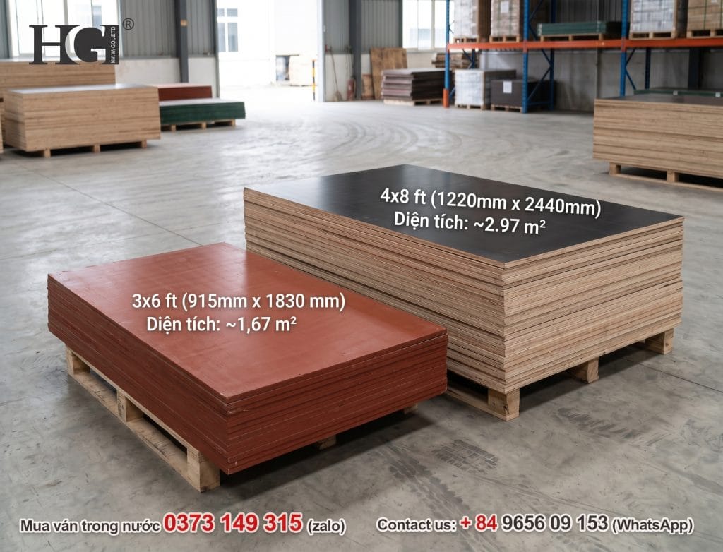 kích thước ván phủ phim