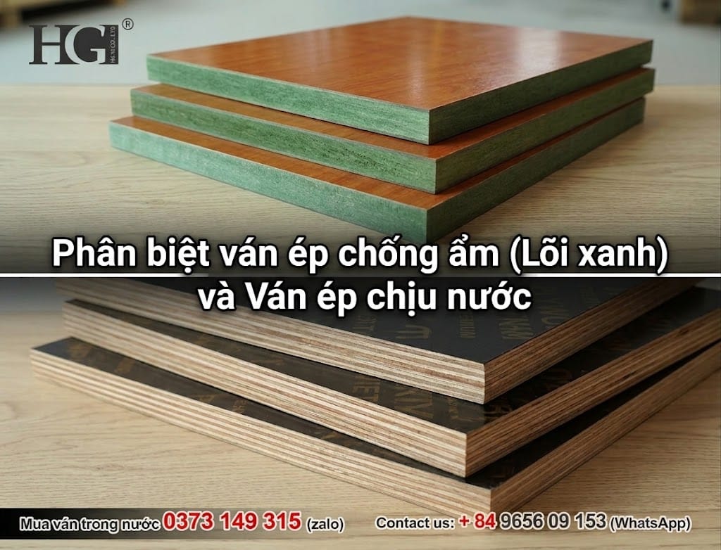 ván ép chống ẩm (Lõi xanh) và Ván ép chịu nước